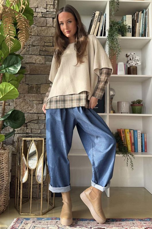 Bobby Mesh Layering Top Nevis Plaid Soft Khaki /10=